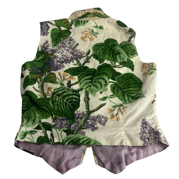 trapp new york floral tea party preppy full zip collared Vest Size 4 - Picture 5 of 6